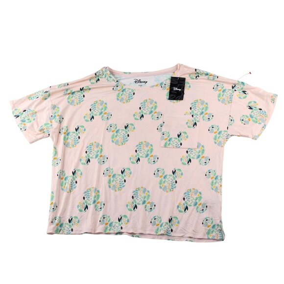 NWT Disney Large Sleepwear Pajama Set Multicolored Floral Mickey Mouse Print - Picture 2 of 16